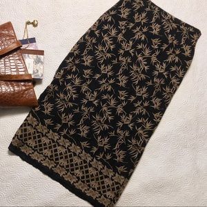 JM Collection Bamboo trellis  lined brown skirt